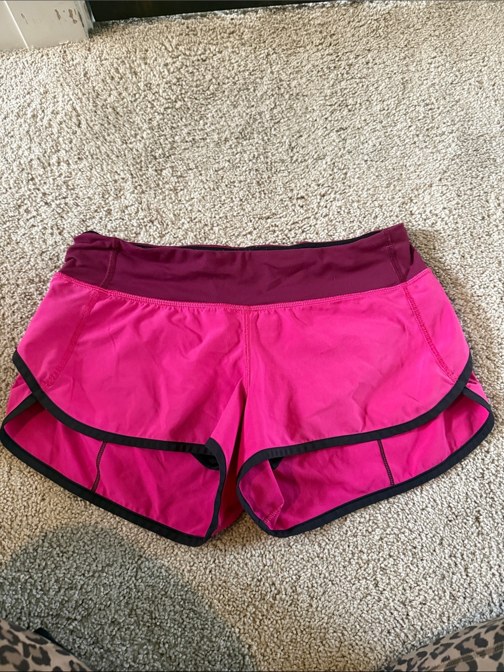 lululemon athletica Hot Pink Running Shorts with Maroon Waistband